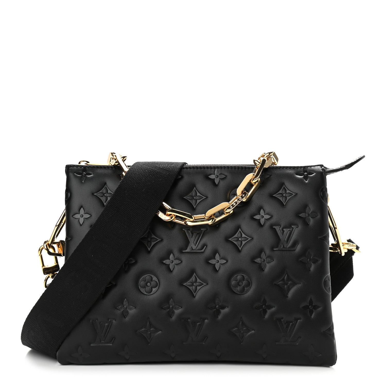 Louis Vuitton Lambskin Embossed Monogram Coussin PM Black 1 of 10