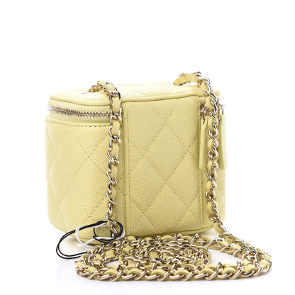 Chanel Caviar Quilted Mini Vanity Case With Chain Light Yellow 3 of 10