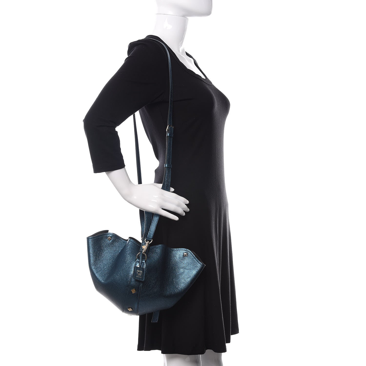 MCM Metallic Goatskin Candy Drawstring Bucket Bag Green 2 of 11