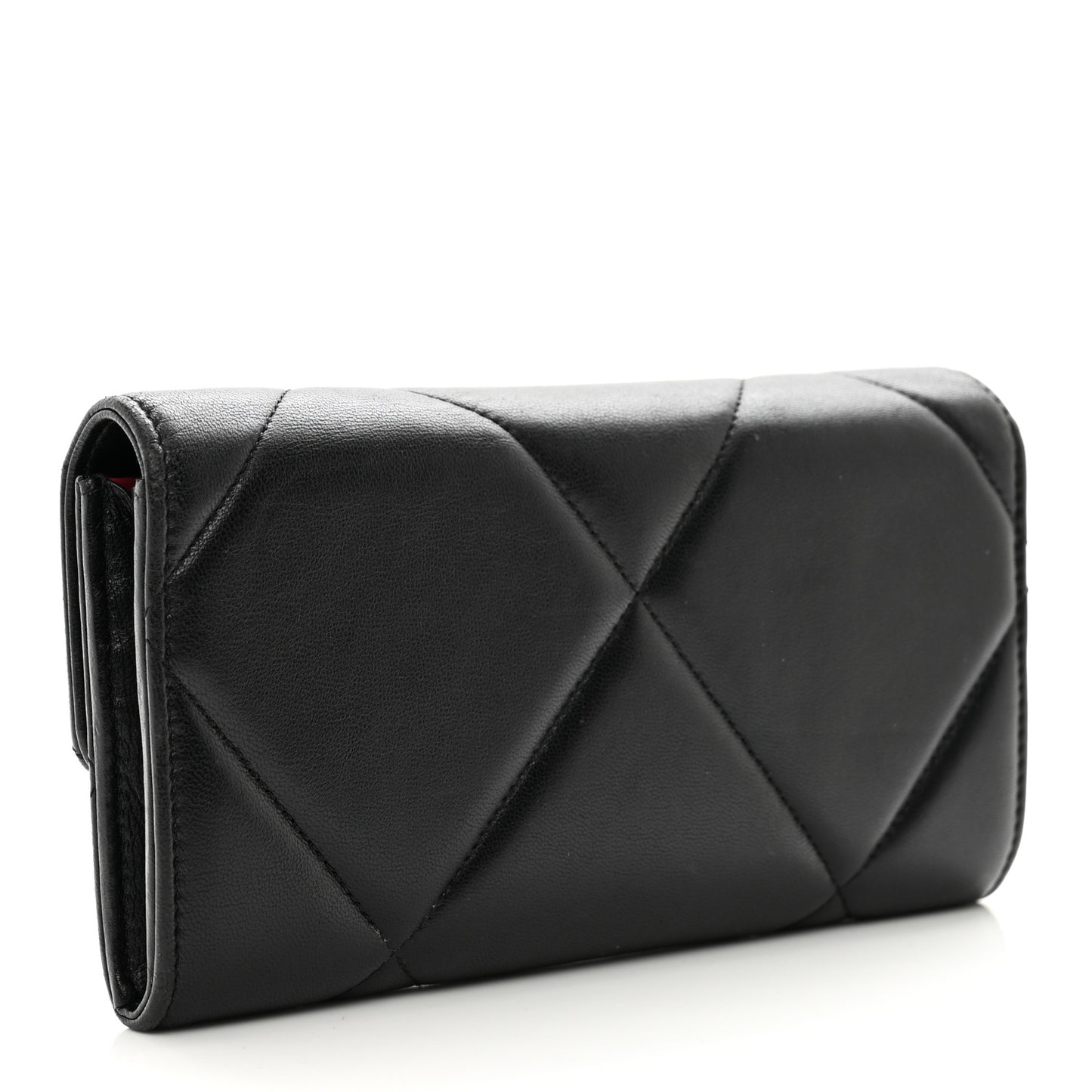 Lambskin Quilted Chanel 19 Flap Wallet Black
