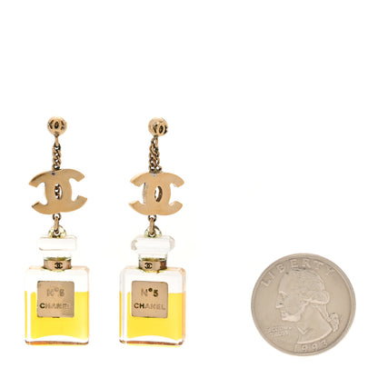 Chanel N°5 Perfume Bottle CC Drop Earrings Gold 2 of 6
