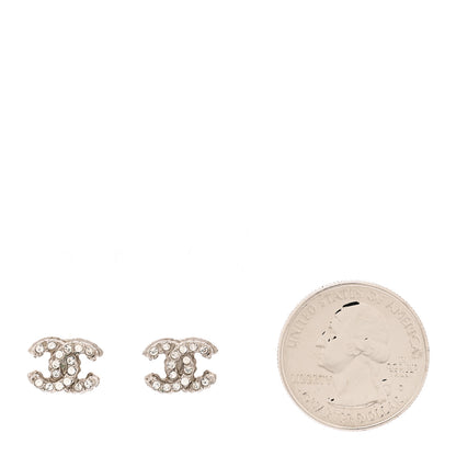 Chanel Crystal Mini CC Earrings Silver 2 of 5