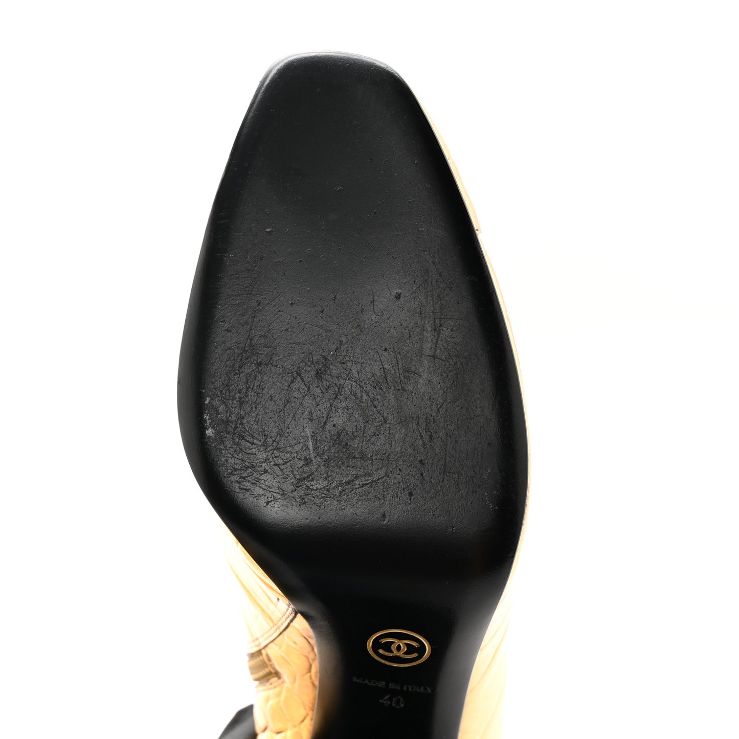 Calfskin Crocodile Embossed Cap Toe Ankle Boots 40 Gold