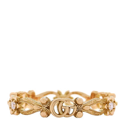 Gucci 18K Yellow Gold Diamond Flora Band Ring 58 8.25 3 of 5