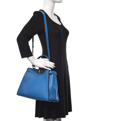 Fendi Vitello Seta Medium Peekaboo Iconic Satchel Blue Royal 2 of 9
