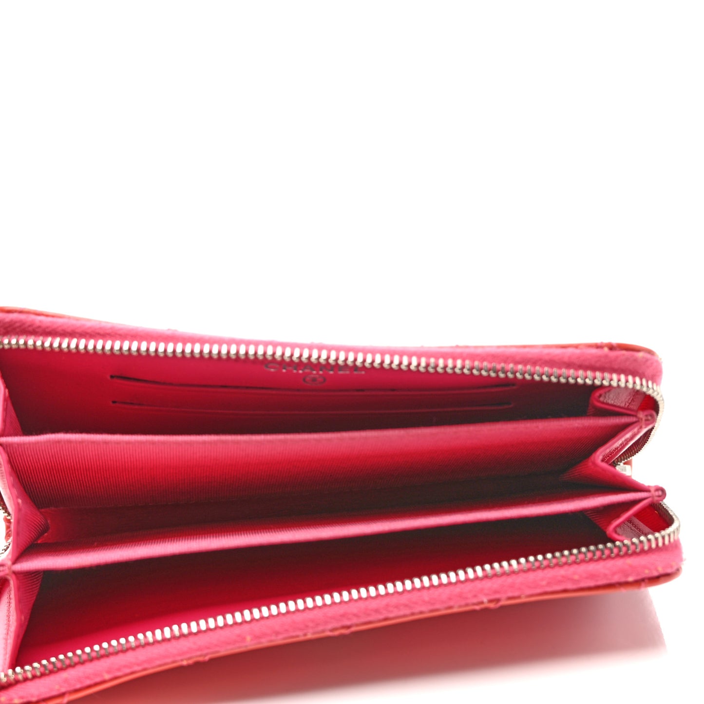 Patent Quilted Small Zip Around Wallet Pink
