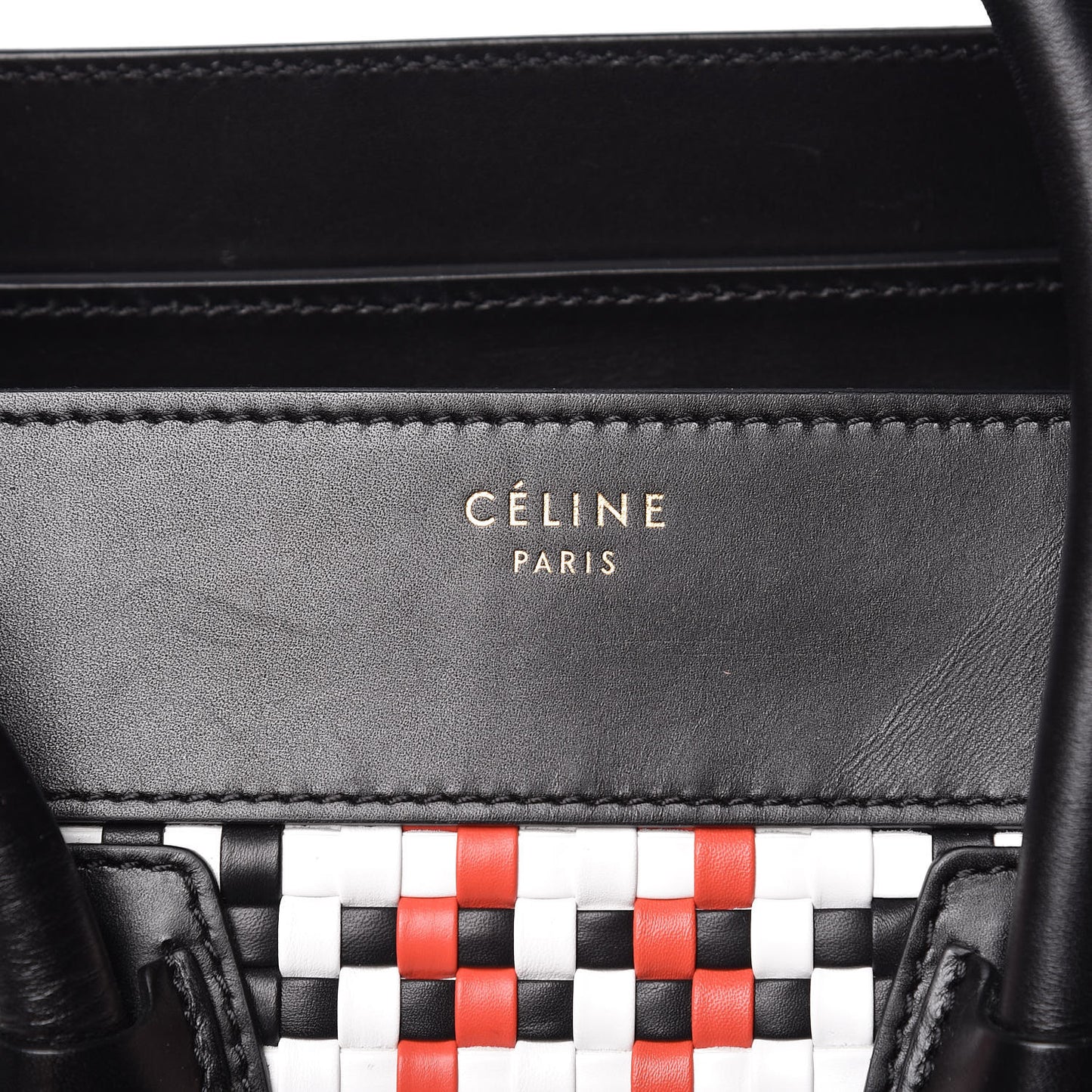 Smooth Calfskin Woven Mini Luggage Black