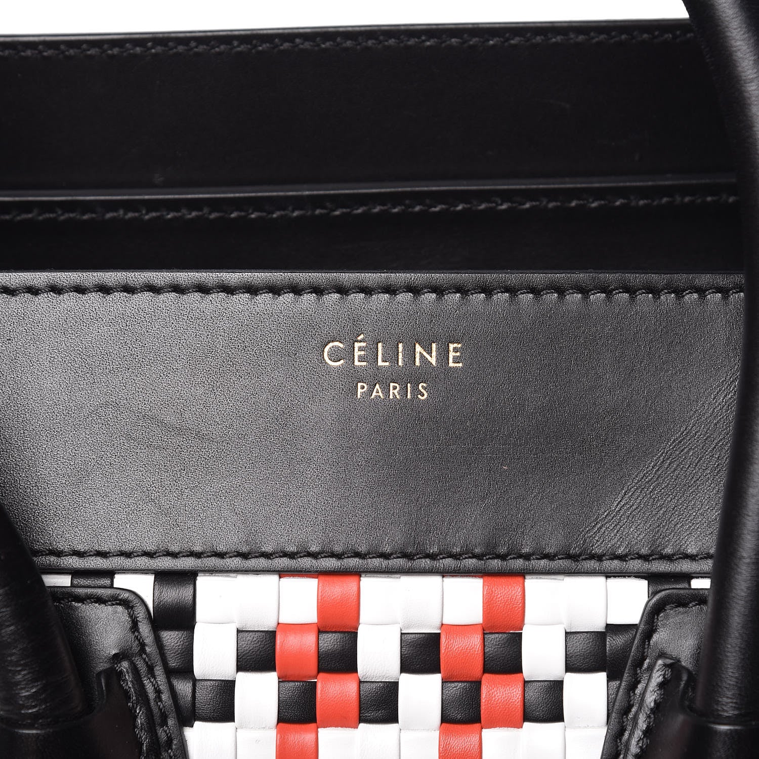 Celine Smooth Calfskin Woven Mini Luggage Black 10 of 13