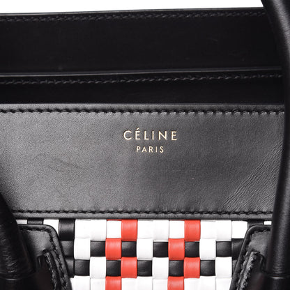 Celine Smooth Calfskin Woven Mini Luggage Black 10 of 13