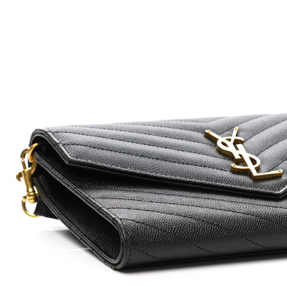 Saint Laurent Grain De Poudre Matelasse Chevron Monogram Envelope Clutch Black 8 of 10