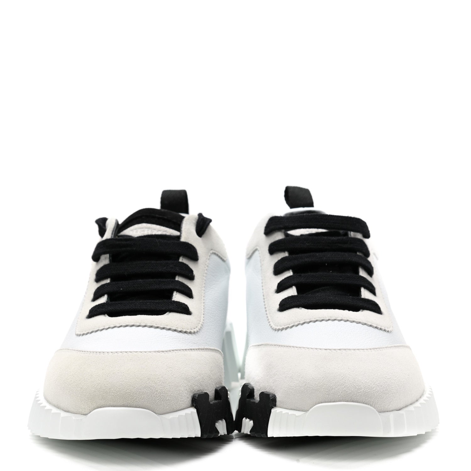 Hermes Goatskin Suede Goatskin Bouncing Sneakers 37 White Black 2 of 9