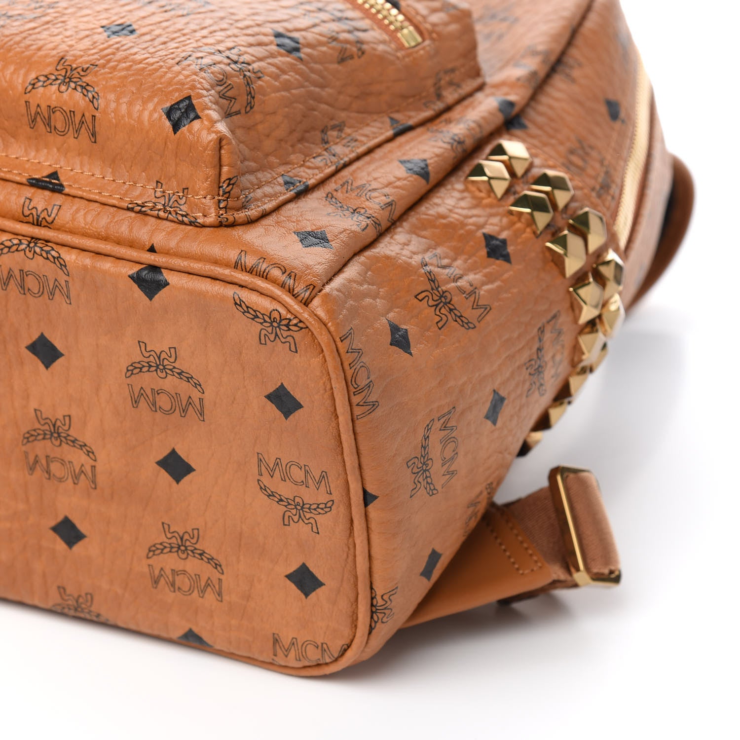 MCM Visetos Small Side Stud Stark Backpack Cognac 8 of 10