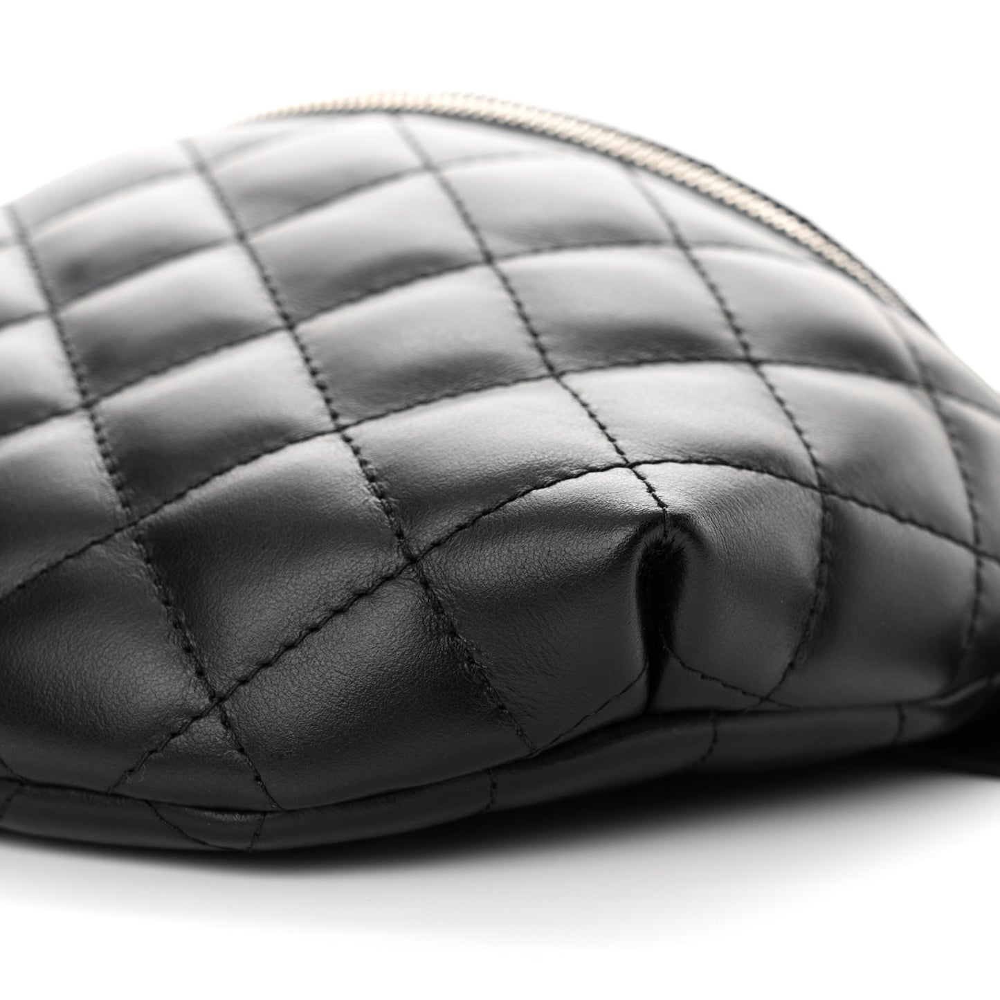Calfskin Quilted Waist Belt Bag Black