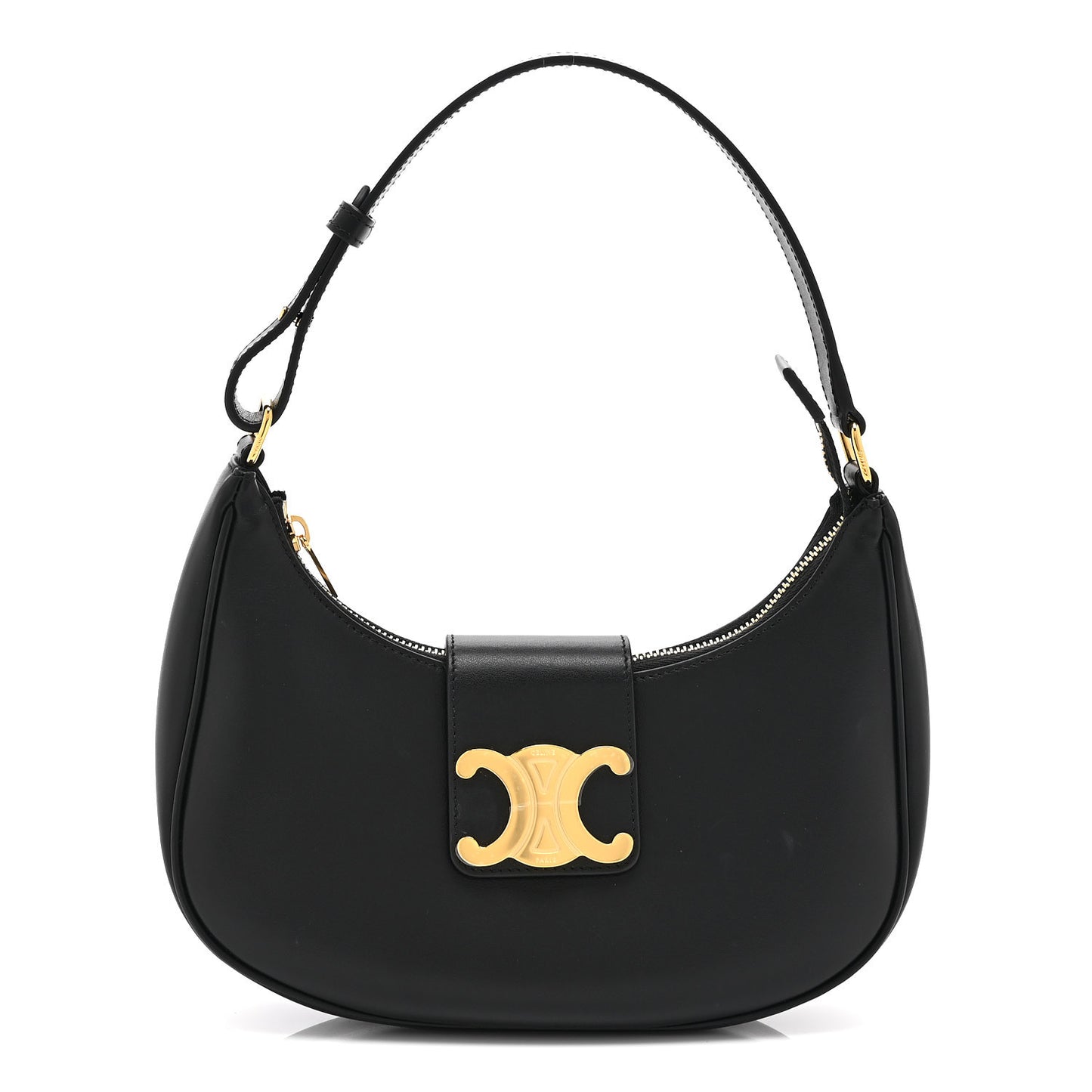 Smooth Calfskin Medium Strap Ava Triomphe Shoulder Bag Black