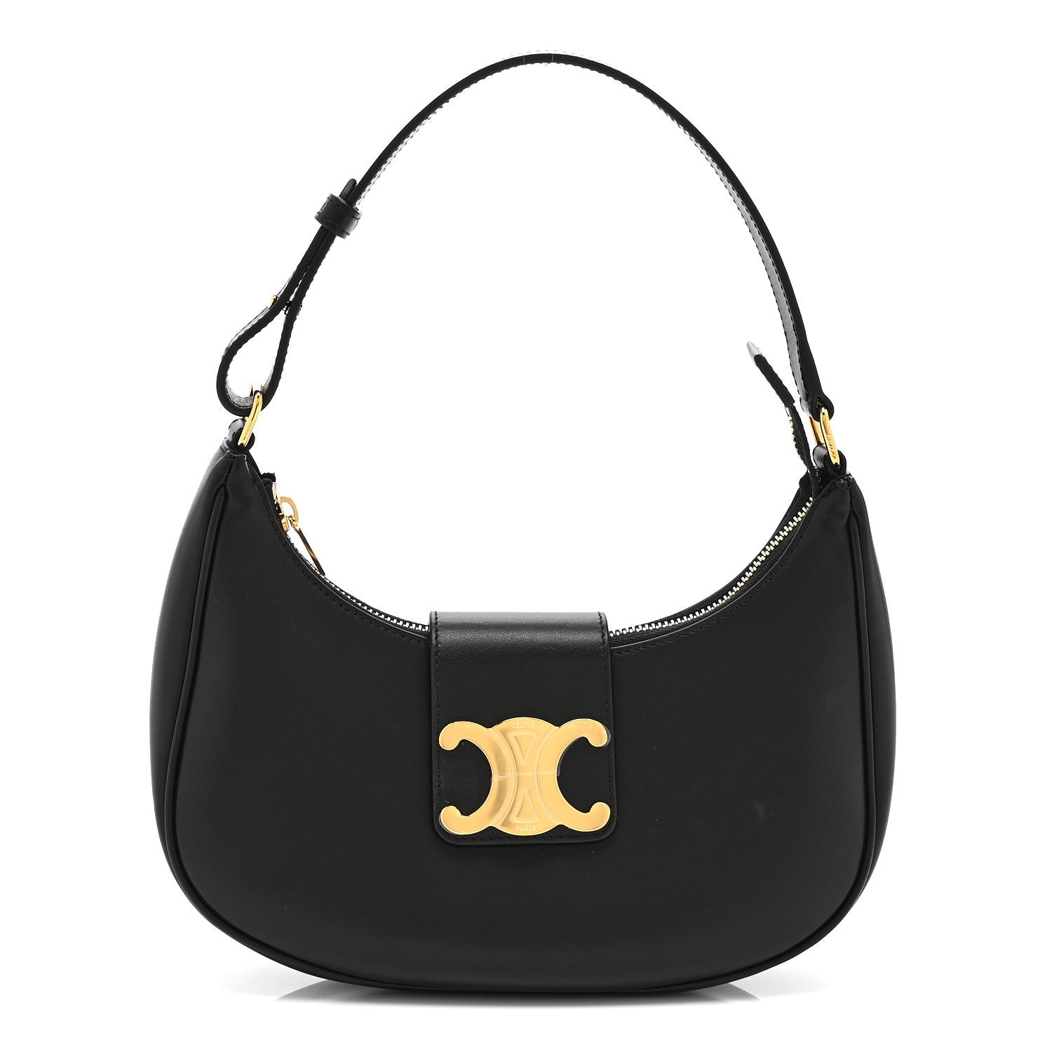 Celine Smooth Calfskin Medium Strap Ava Triomphe Shoulder Bag Black 1 of 10