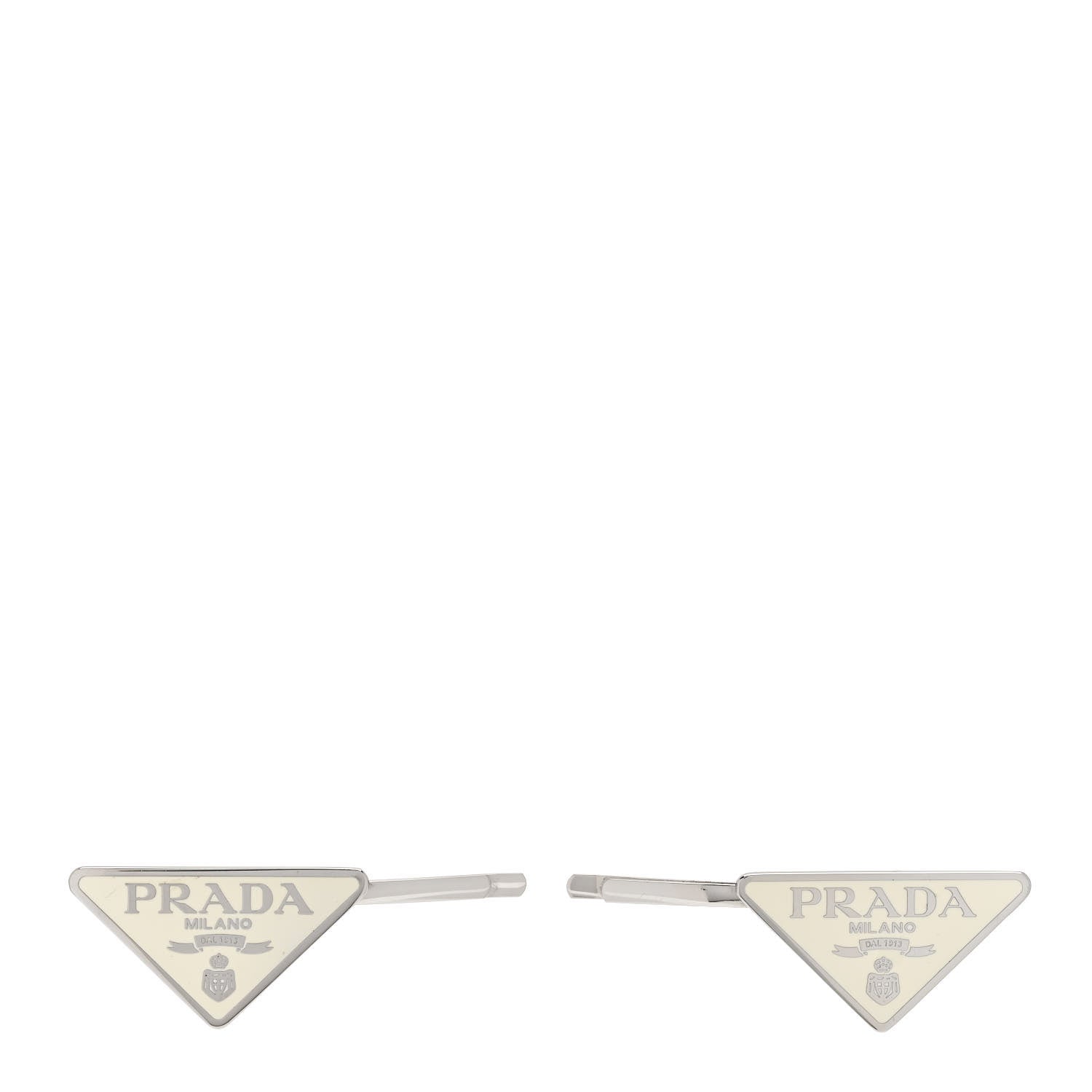 Prada Metal Triangle Hair Clip Set White 1 of 5