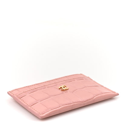 Chanel Calfskin Crocodile Embossed Crococo Card Holder Light Pink 4 of 8