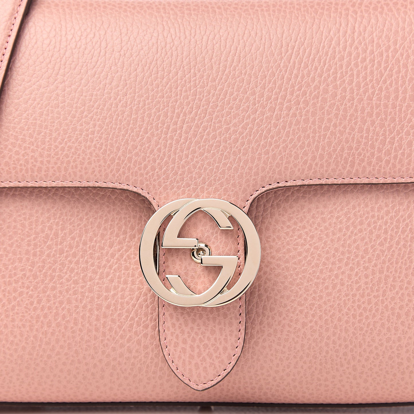 Dollar Calfskin Interlocking G Top Handle Shoulder Bag Soft Pink