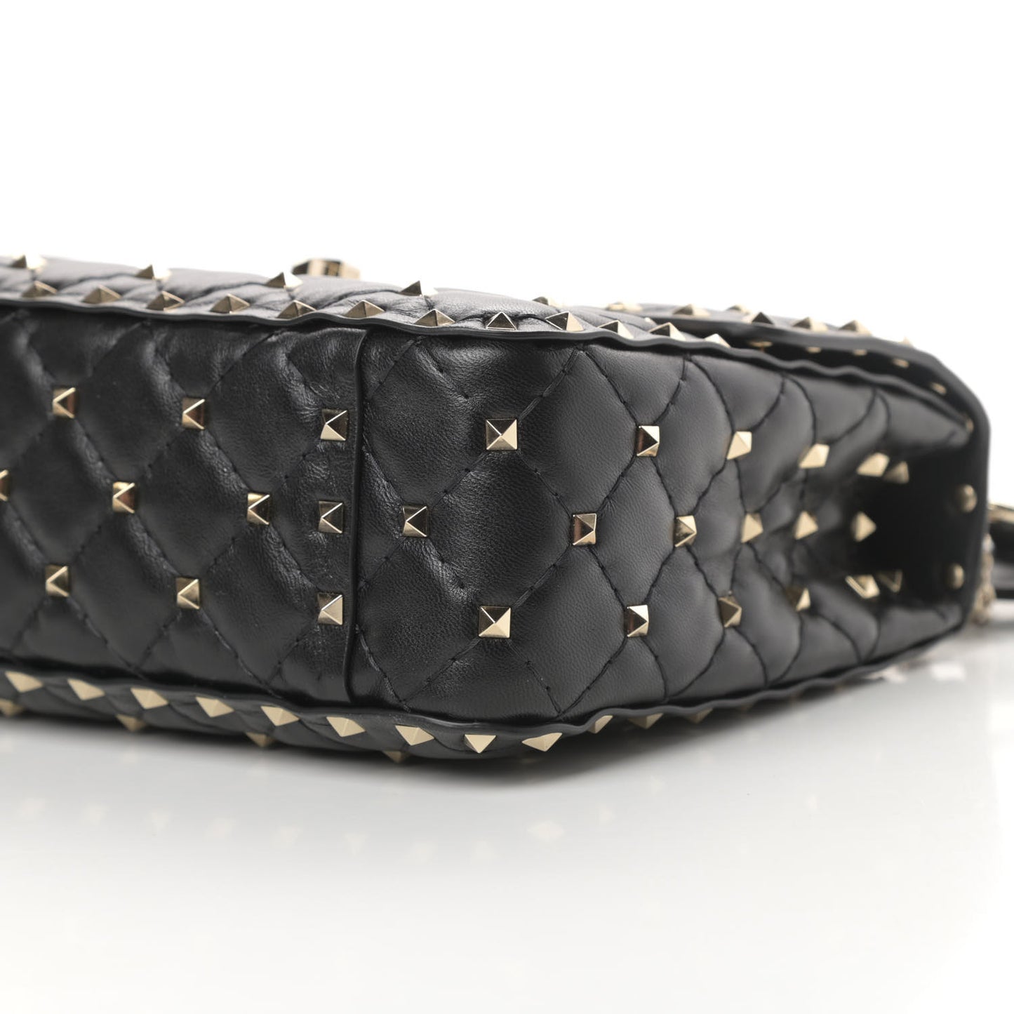 Lambskin Medium Rockstud Spike Shoulder Bag Black