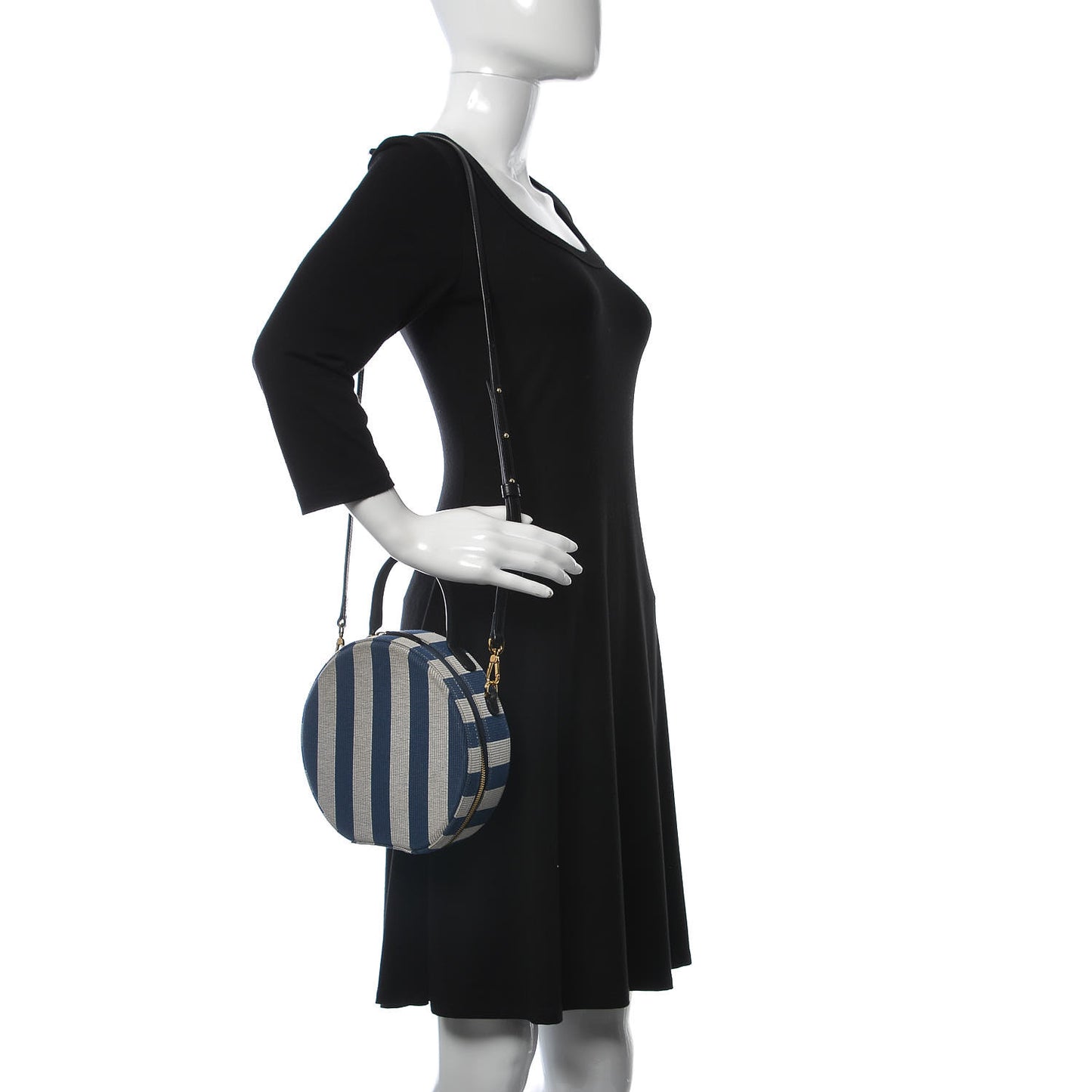 Canvas Stripe Circle Crossbody Blue White