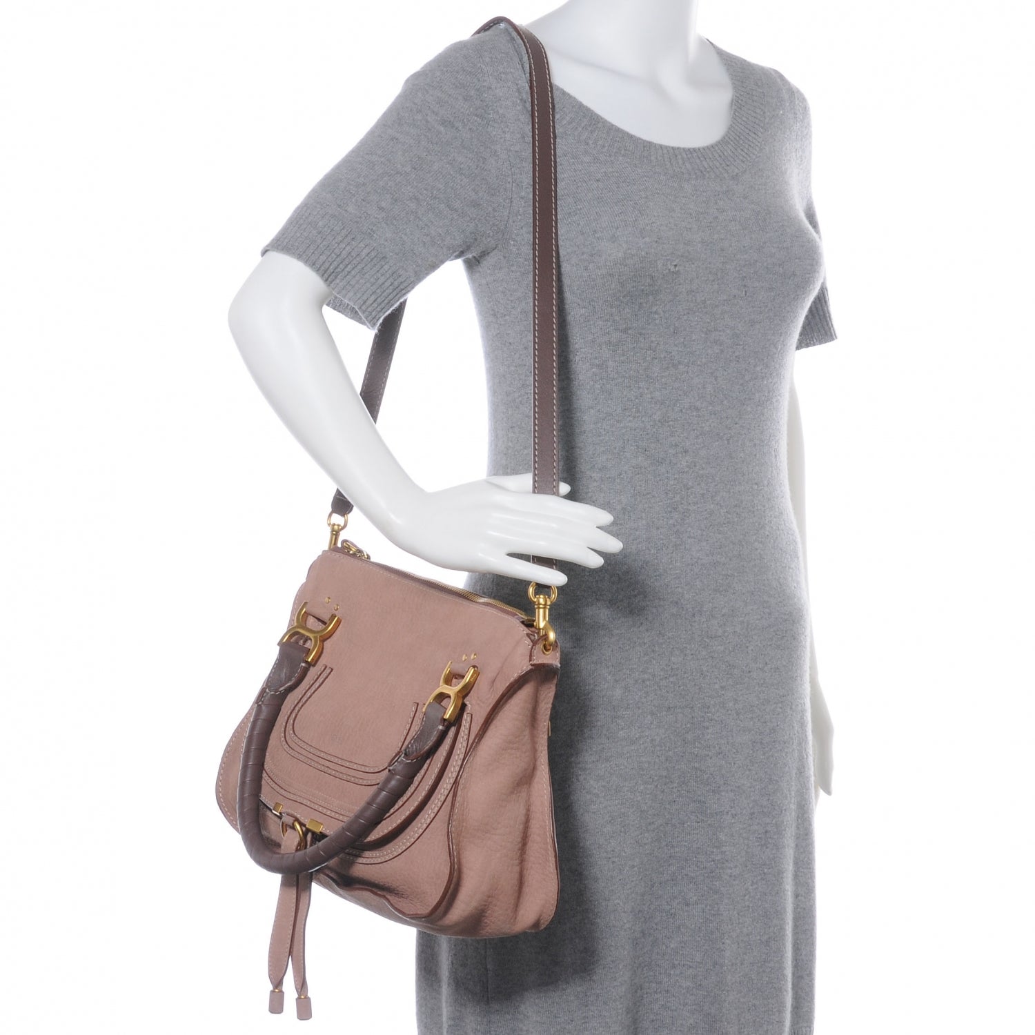 Chloe Nubuck Calfskin Large Marcie Satchel Desert Mauve 2 of 9