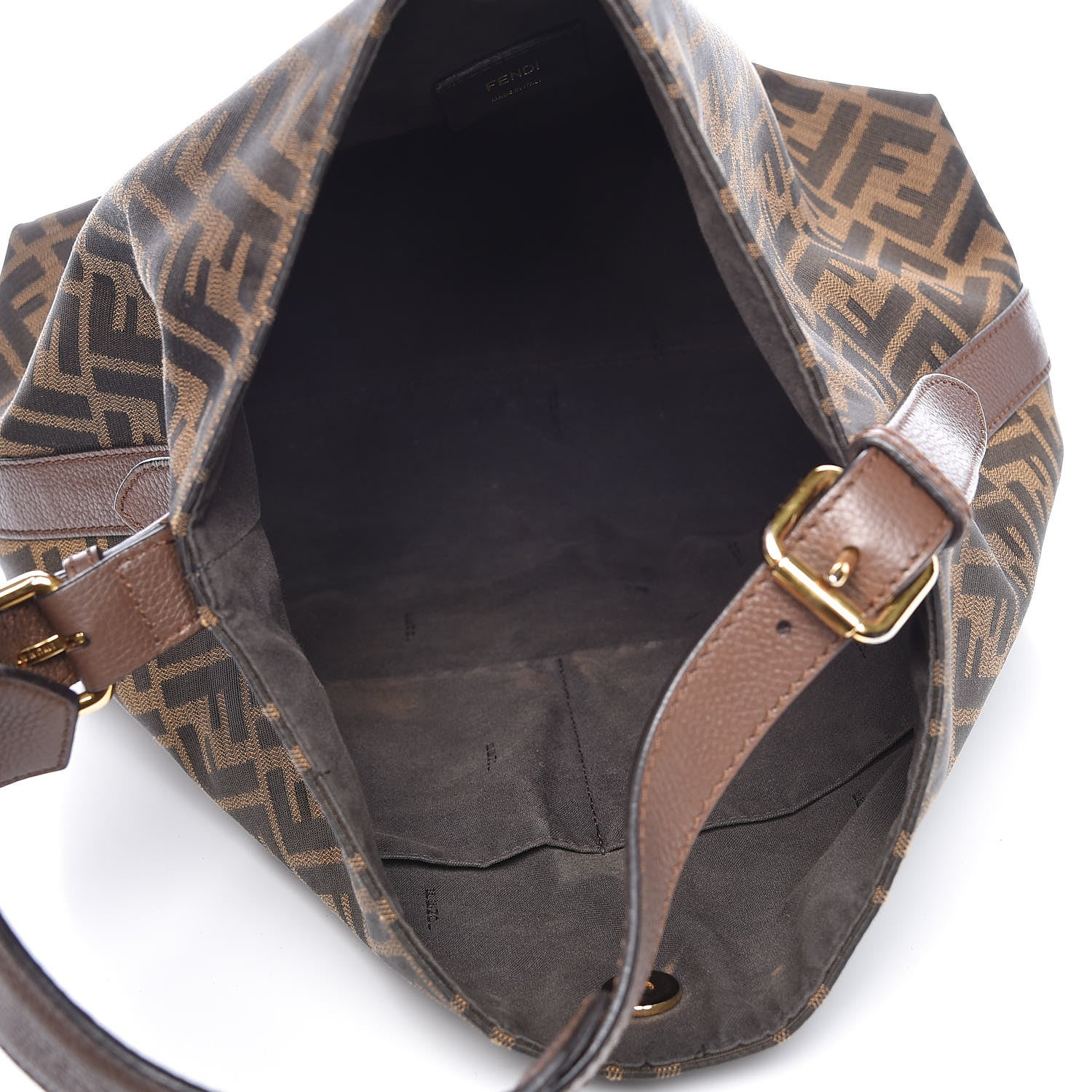 Fendi Zucca Vitello Artic Small Hobo Tobacco Castagna 5 of 9