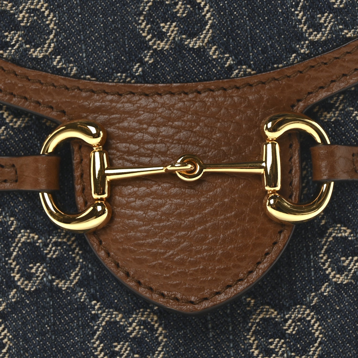 Gucci New Denim GG Monogram Dollar Calfskin Mini Horsebit 1955 Crossbody Bag Blue Tea Cuir Epilog 8 of 10