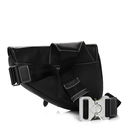 Christian Dior Grained Calfskin Logo Saddle Messenger Bag Black 2 of 11