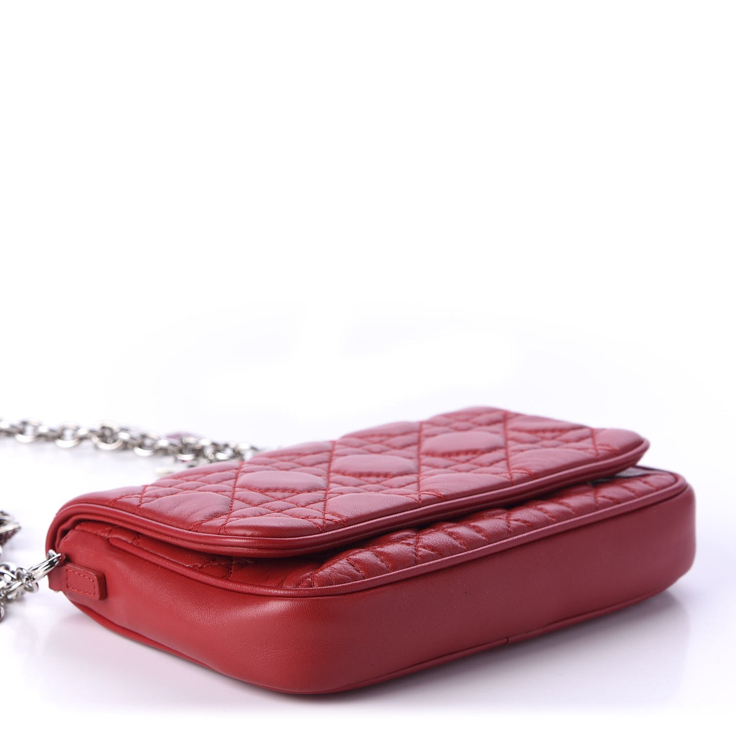 Lambskin Cannage Lady Dior Pochette Red