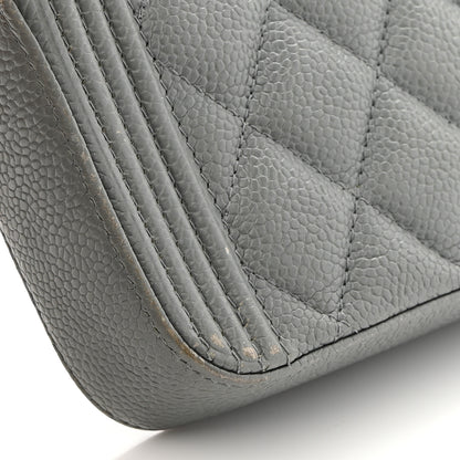 Chanel Caviar Quilted Small Boy Clutch With Chain Grey 16 of 18