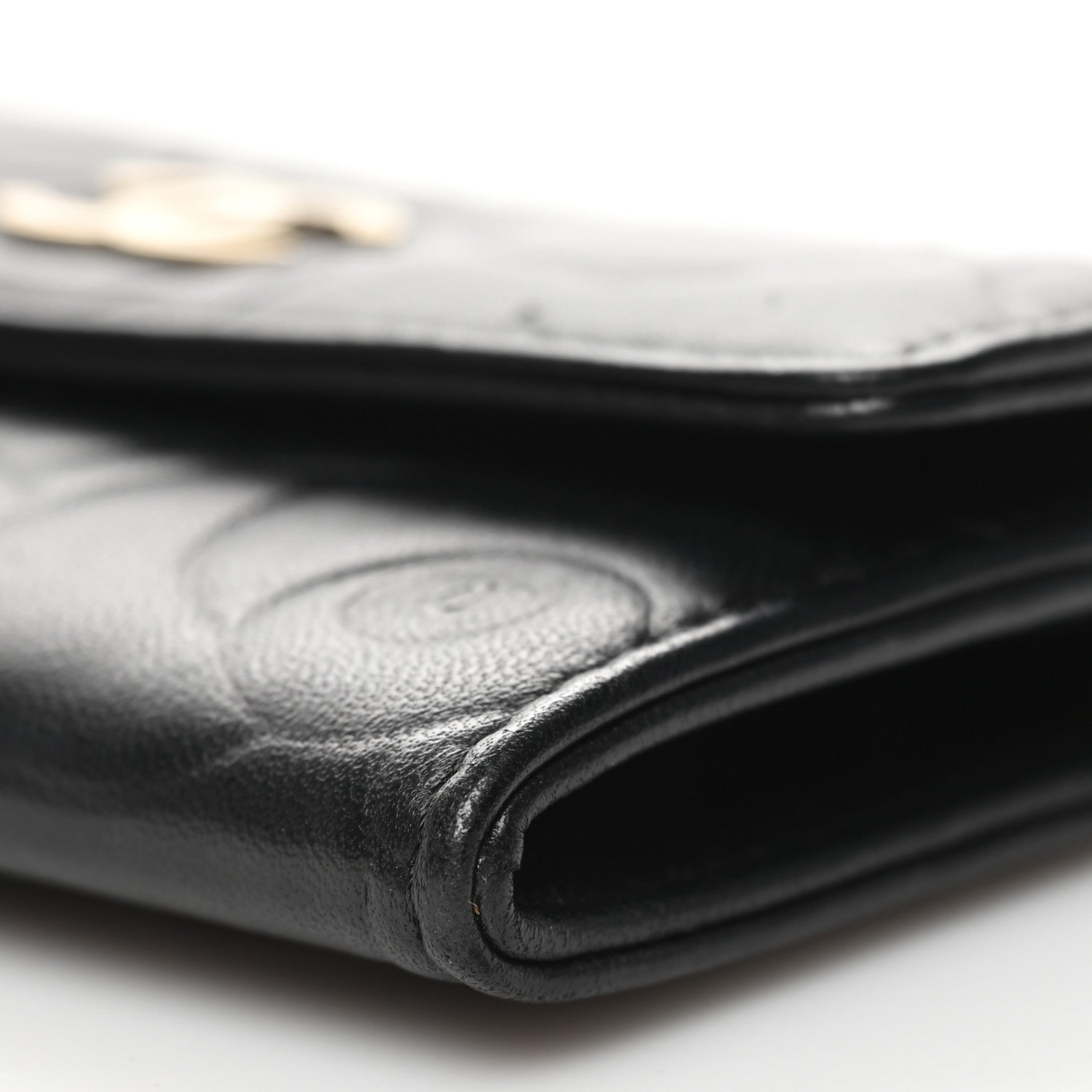 Chanel Lambskin Camellia Embossed Flap Card Holder Black 12 of 12