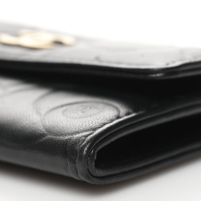 Chanel Lambskin Camellia Embossed Flap Card Holder Black 12 of 12