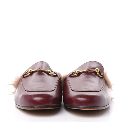 Gucci Malaga Kid Fur Mens Princetown Slippers 7.5 Vintage Bordeaux 2 of 9