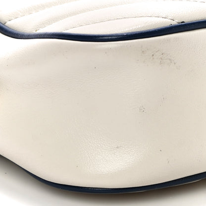 Gucci Vintage Effect Calfskin Matelasse Diagonal Small Torchon GG Marmont Chain Shoulder Bag Mystic White Blue Agata 9 of 17