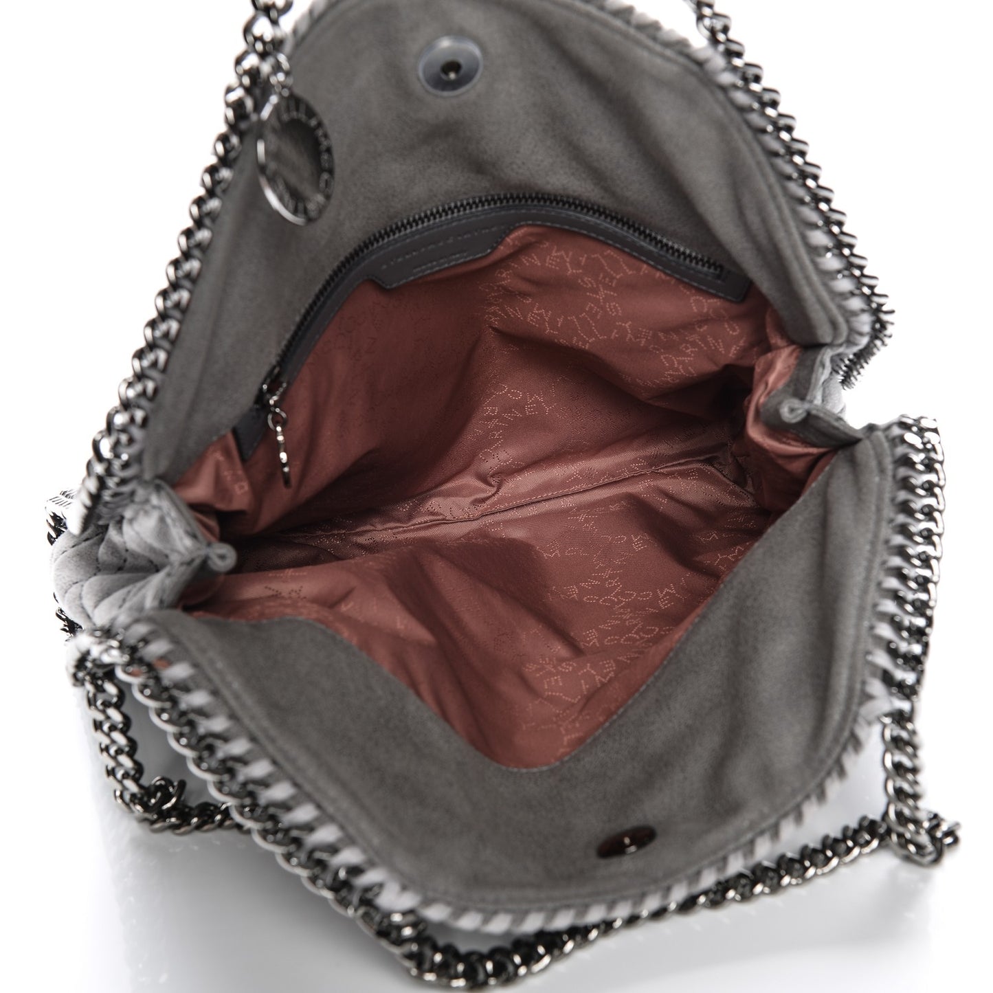 Shaggy Deer Quilted Fold Over Falabella Tote Light Grey