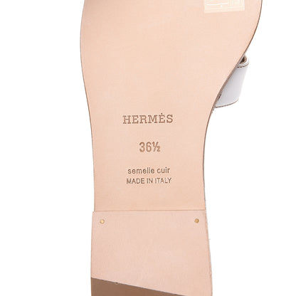 Hermes Box Calfskin Oran Sandals 36.5 White 7 of 8