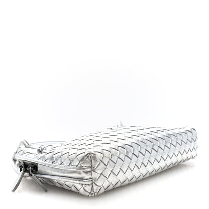 Bottega Veneta Metallic Nappa Intrecciato Nodini Crossbody Messenger Silver 4 of 9