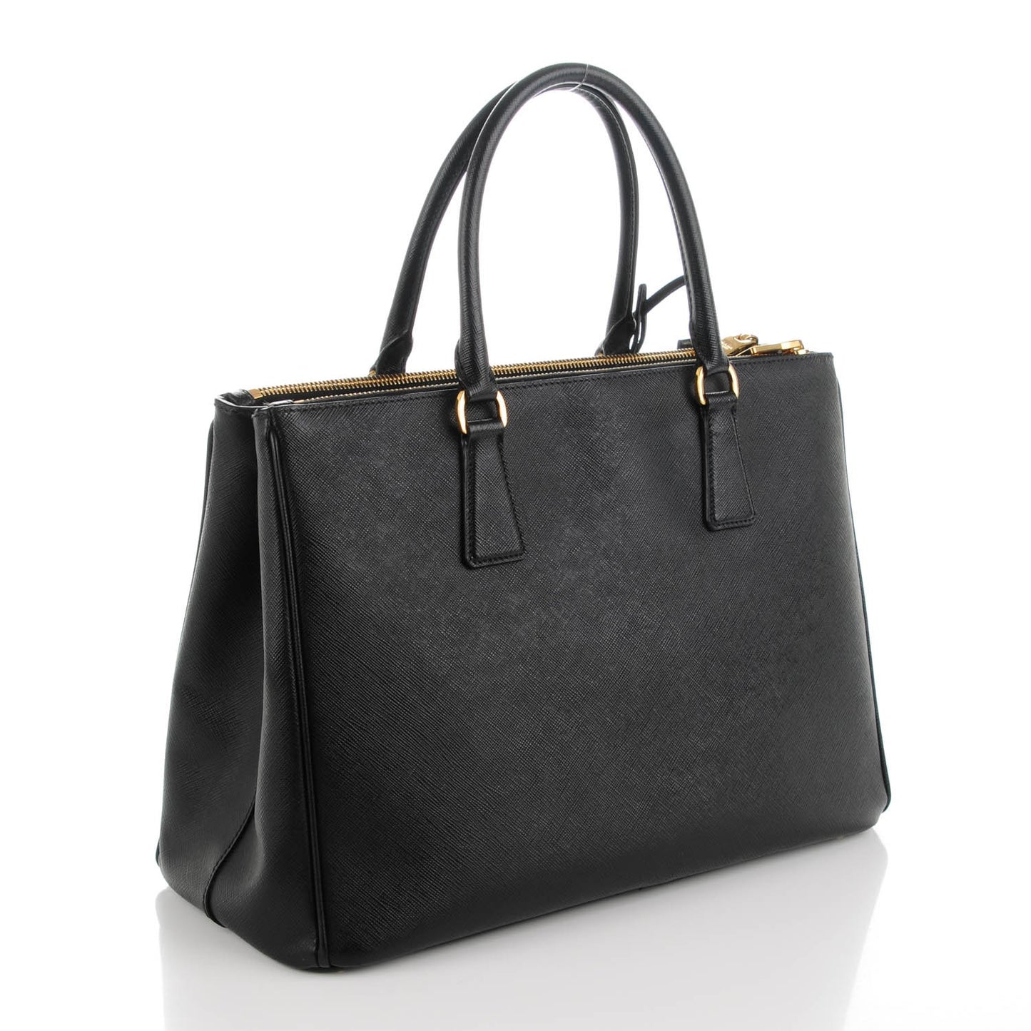 Saffiano Medium Galleria Double Zip Tote Black