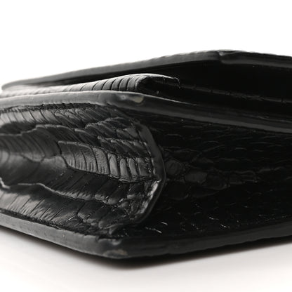 Saint Laurent Calfskin Crocodile Embossed Monogram Sunset Top Handle Chain Wallet Black 9 of 9