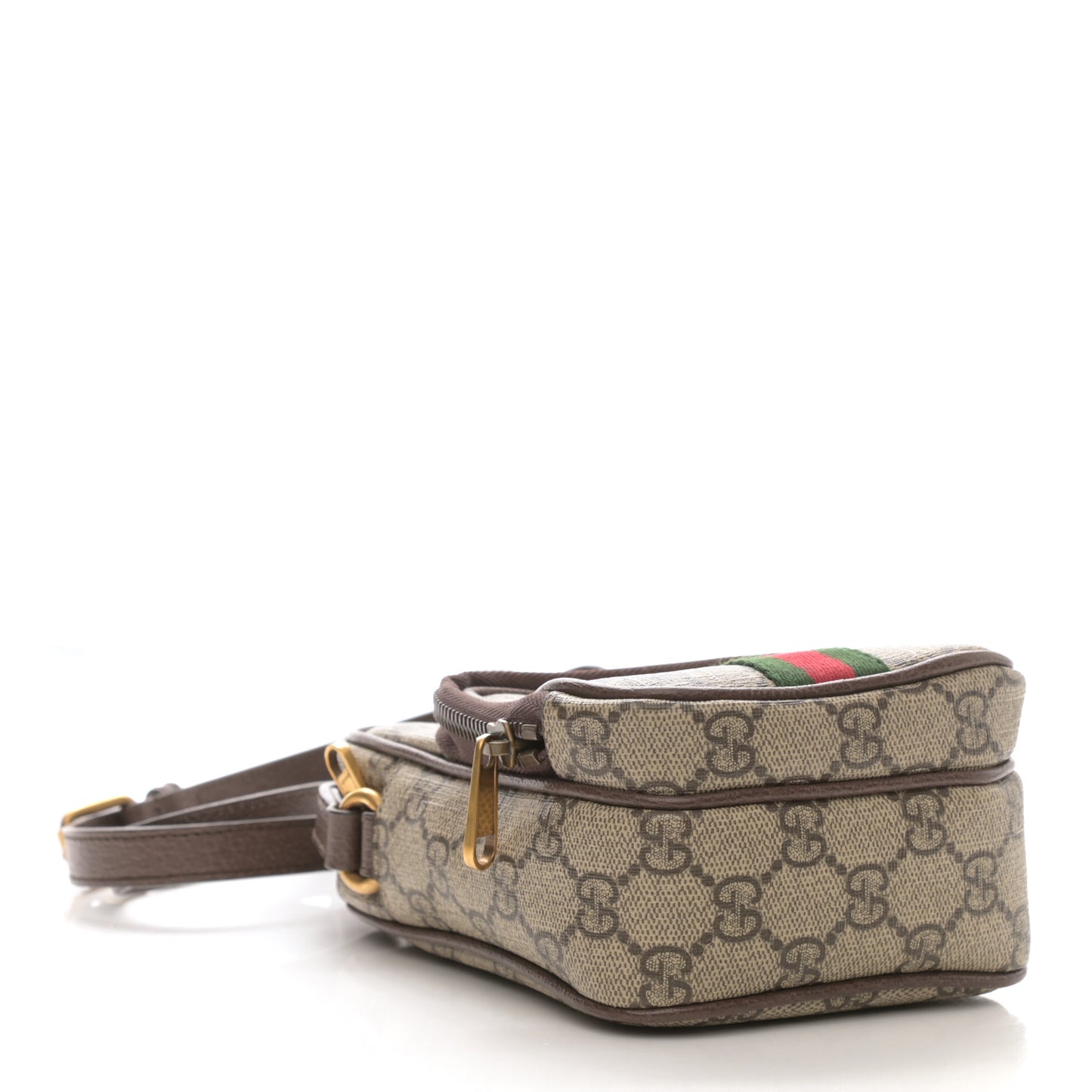 GG Supreme Monogram Web Mini Ophidia Double Zip Messenger Bag Beige New Acero