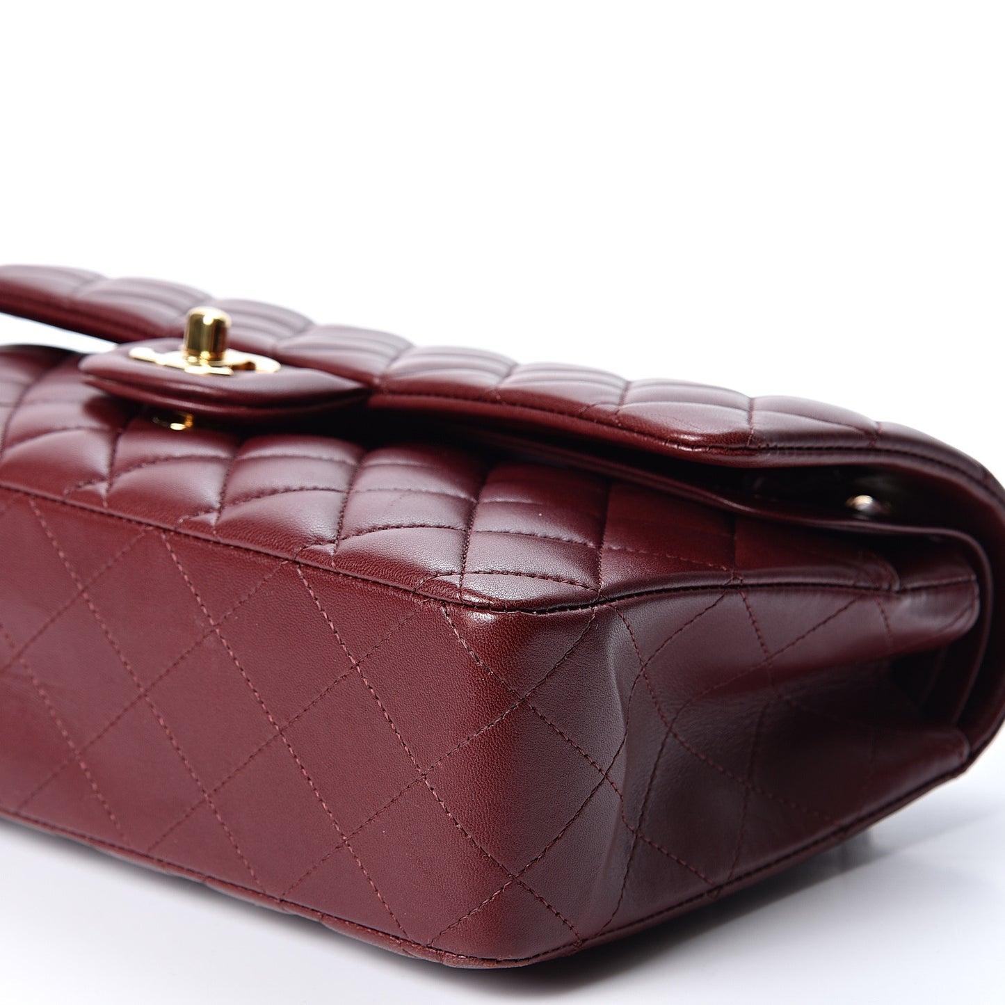 Lambskin Quilted Medium Double Flap Burgundy