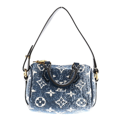 Louis Vuitton Denim Monogram Jacquard Micro Speedy Bag Charm Bleu 1 of 5
