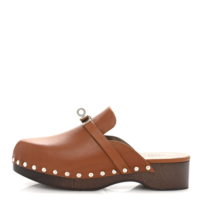 Hermes Heritage Calfskin Carlotta Mules 35 Naturel 1 of 13