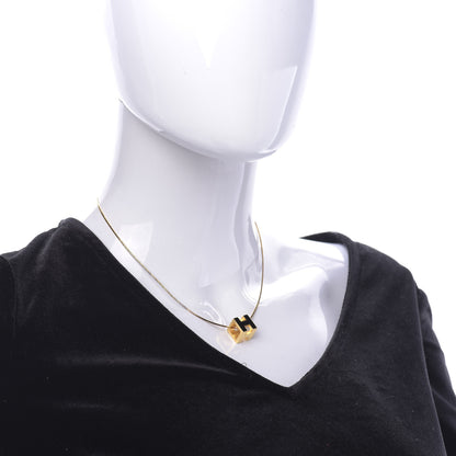 Hermes Gold Lacquered Cage d'H Pendant Necklace Black 2 of 6