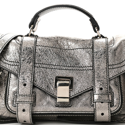 Proenza Schouler Metallic Lambskin Tiny PS1 Satchel Silver 9 of 11