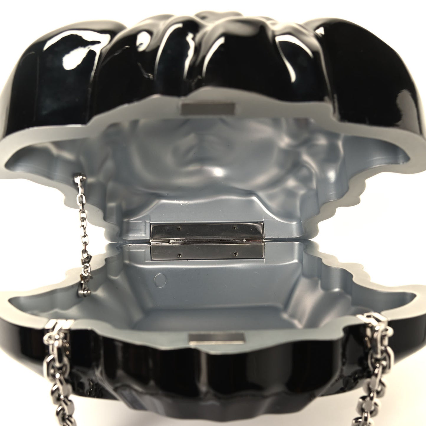 Medusa Head Chain Clutch Black Silver