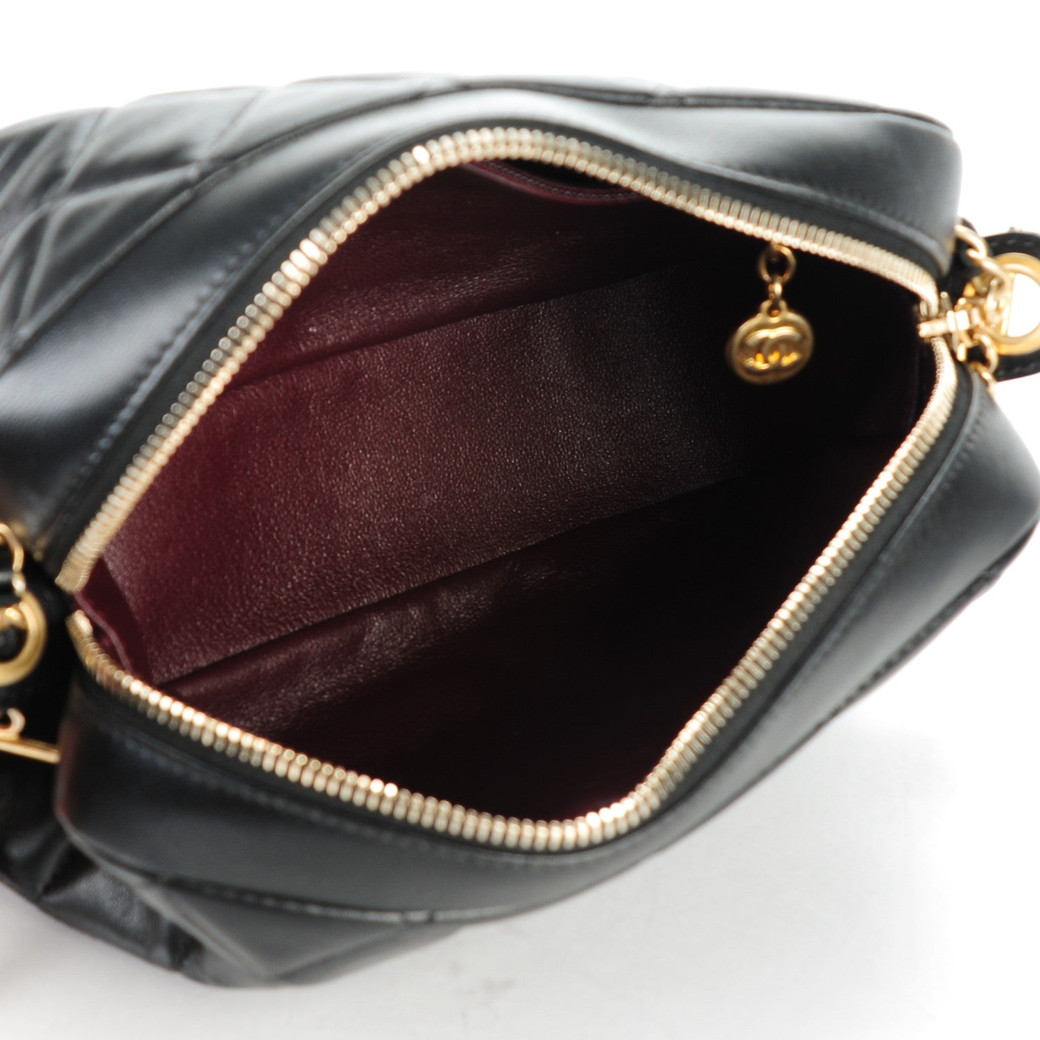 Chanel Lambskin Quilted Small Diamond CC Camera Case Black 5 of 7