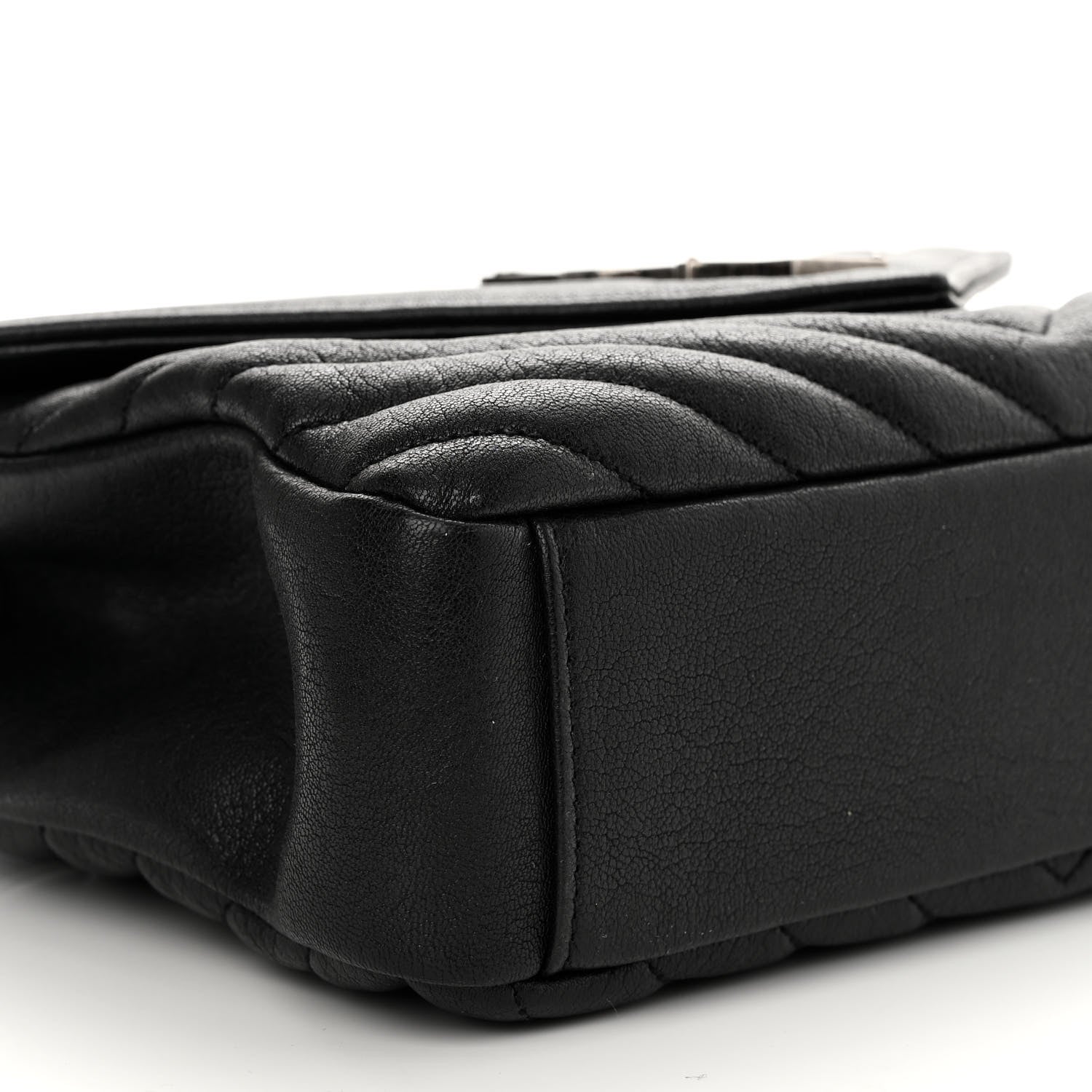 Saint Laurent Sheepskin Matelasse Chevron Monogram Medium College Bag Black 11 of 12