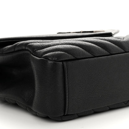 Saint Laurent Sheepskin Matelasse Chevron Monogram Medium College Bag Black 11 of 12
