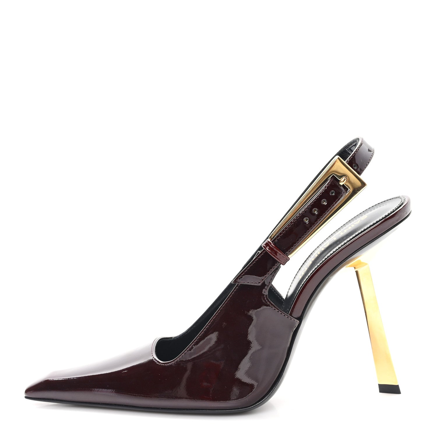 Saint Laurent Vernice Gloss Lee 110 Slingback Pumps 36.5 Marron Glacé 1 of 10